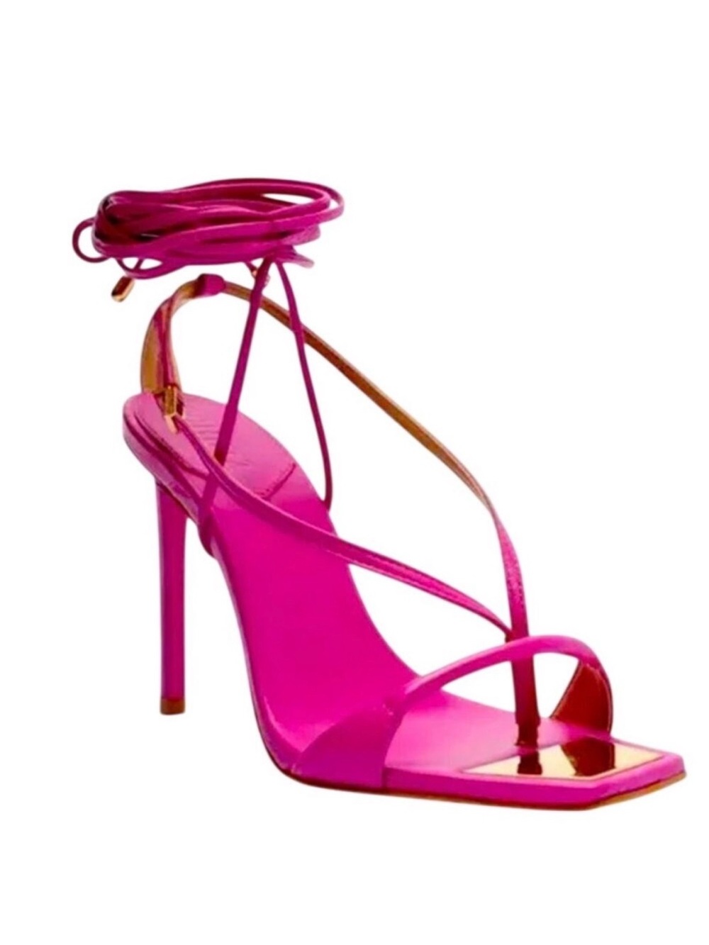 Fuchsia Strappy Stiletto Sandal with Ankle Wrap